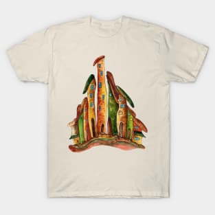 VILLAGE HOUSE WATERCOLOR T-Shirt